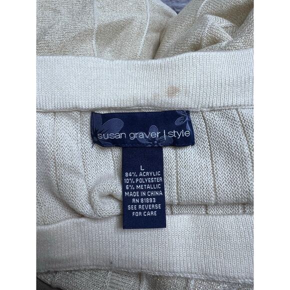 Susan Graver Style Women’s Pleated Maxi Skirt, Ivory Metallic Knit, Size L - Picture 4 of 6